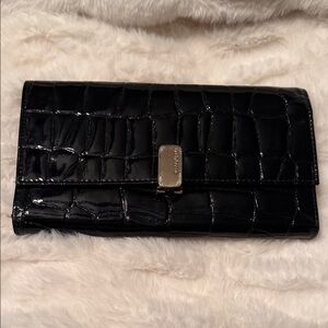 Liz Claiborne Black Crocodile-Patterned Wallet